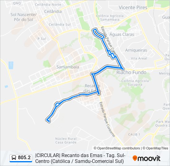 Mapa da linha 805.2 de ônibus