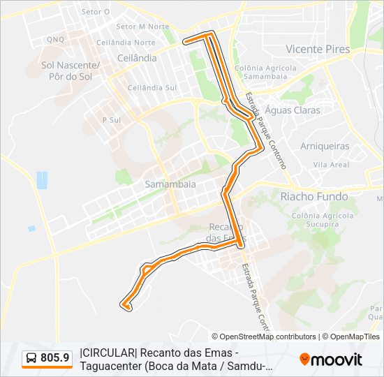 Mapa da linha 805.9 de ônibus