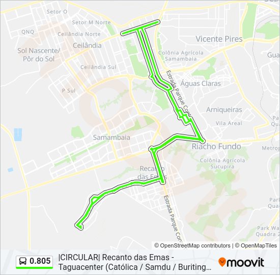 Mapa da linha 0.805 de ônibus