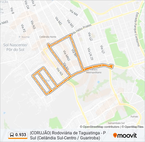 Mapa da linha 0.933 de Bus