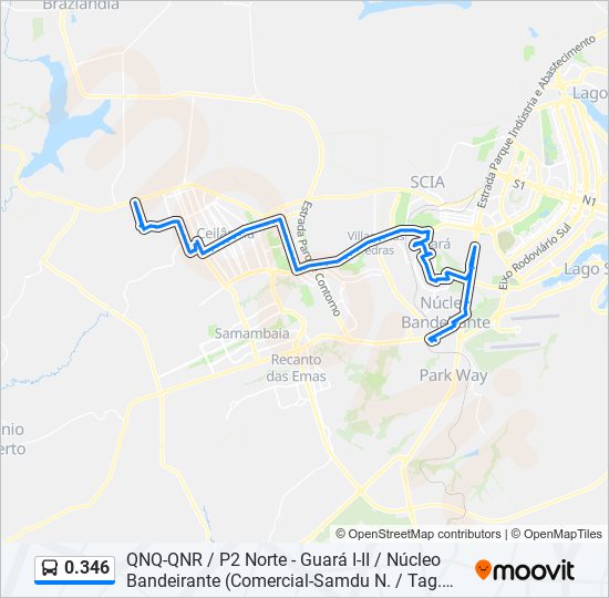 Mapa da linha 0.346 de ônibus