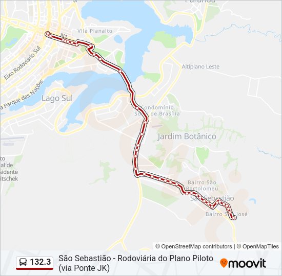 Mapa da linha 132.3 de ônibus
