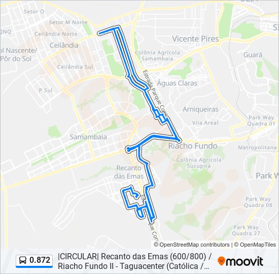 Mapa da linha 0.872 de ônibus