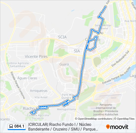 Mapa da linha 084.1 de ônibus