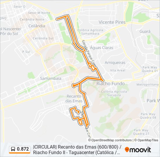 Mapa da linha 0.872 de ônibus