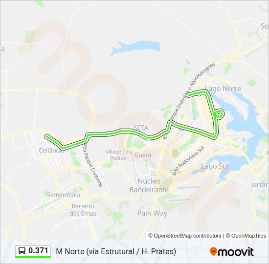 Mapa da linha 0.371 de ônibus