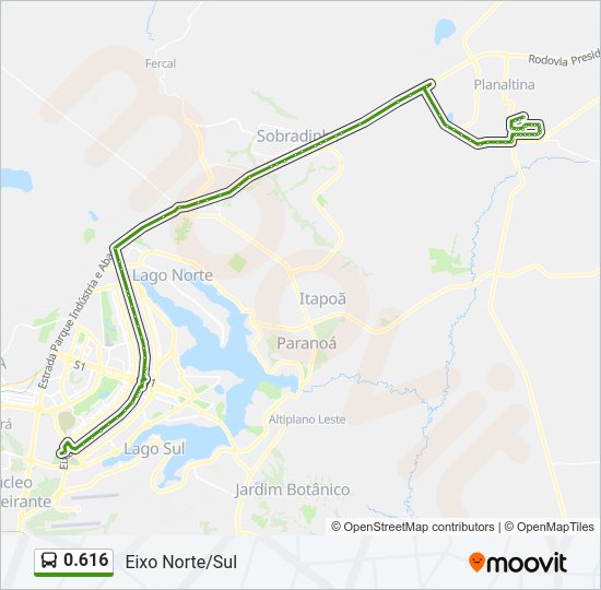 Mapa da linha 0.616 de ônibus