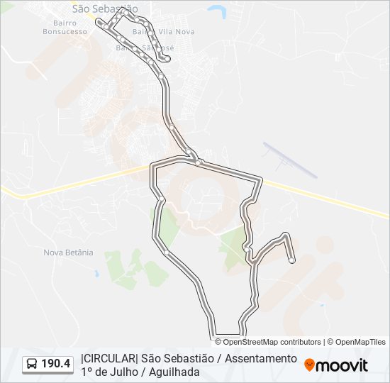 Mapa da linha 190.4 de ônibus