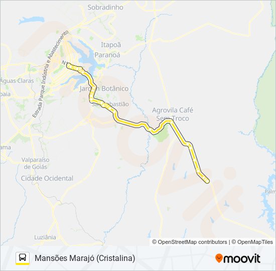 Mapa da linha MANSÕES MARAJÓ - BRASÍLIA (DF) de ônibus