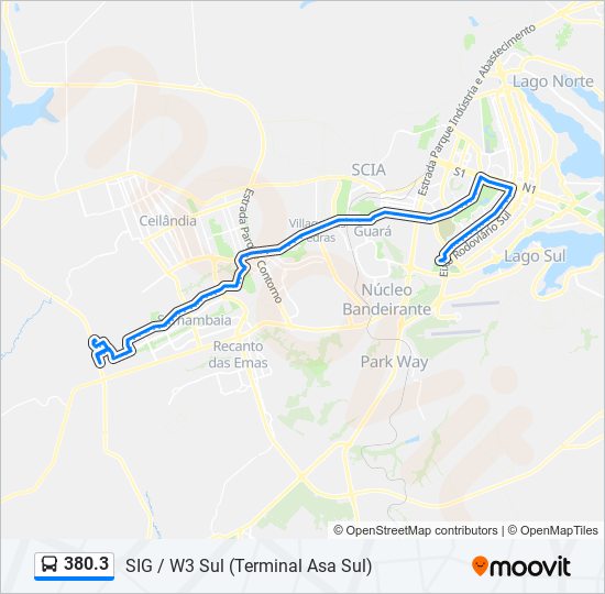 3803 Route: Schedules, Stops & Maps - Sto Antonio → Taguatinga / Estadio  (Updated)