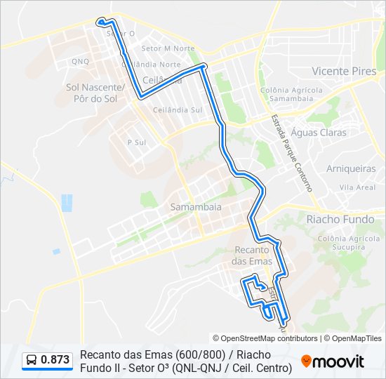 Mapa da linha 0.873 de ônibus