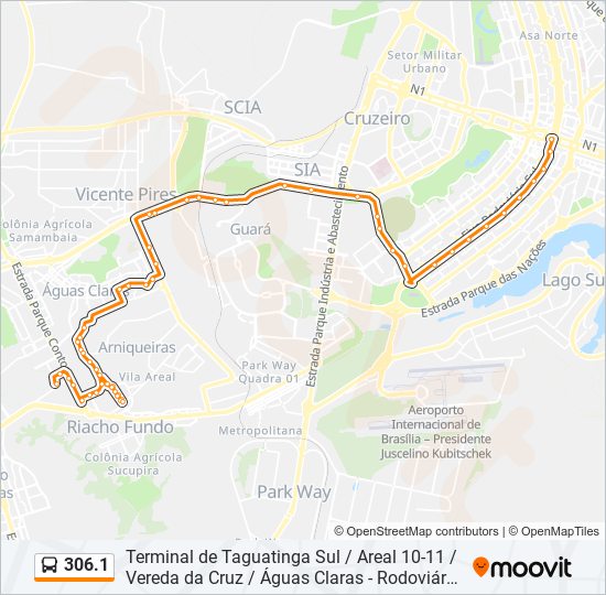 Mapa da linha 306.1 de ônibus