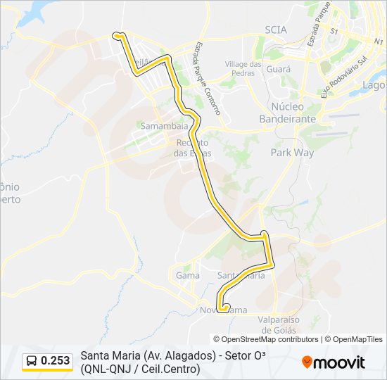 Mapa da linha 0.253 de ônibus