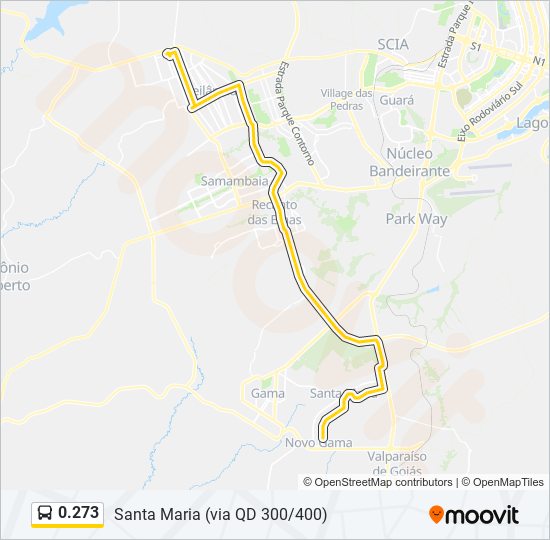 Mapa da linha 0.273 de ônibus