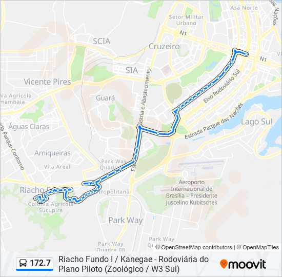 Mapa da linha 172.7 de ônibus