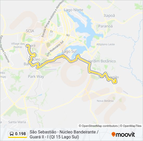 Mapa da linha 0.198 de ônibus