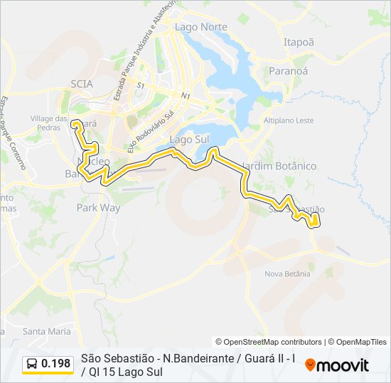 Mapa da linha 0.198 de ônibus