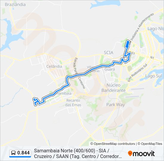 Mapa da linha 0.844 de ônibus