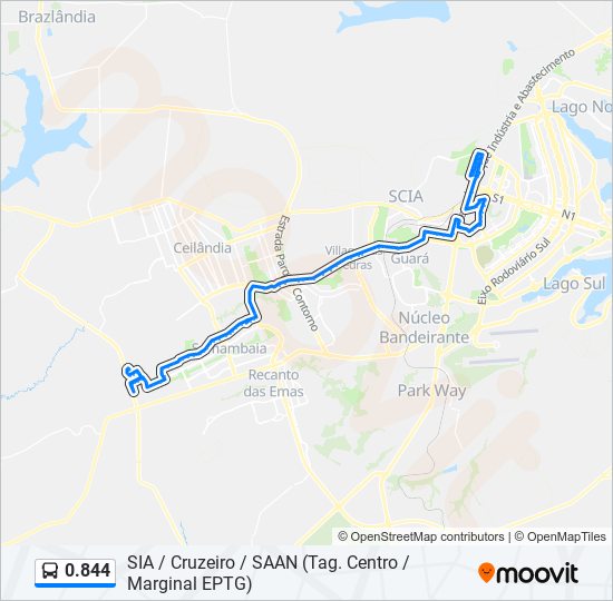 Mapa da linha 0.844 de ônibus