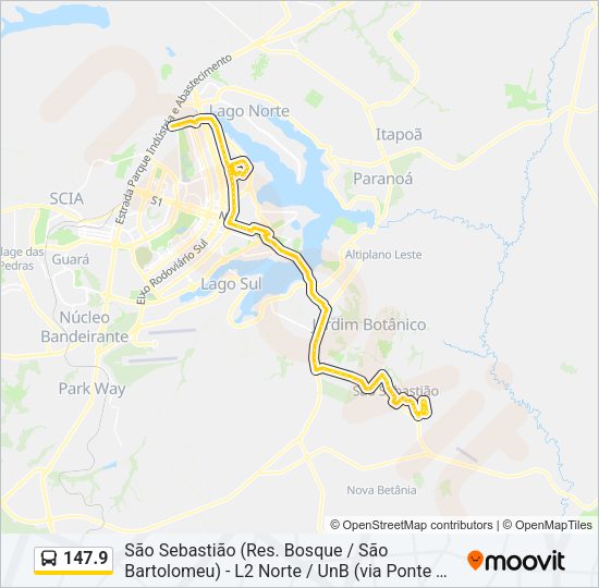 Mapa da linha 147.9 de ônibus