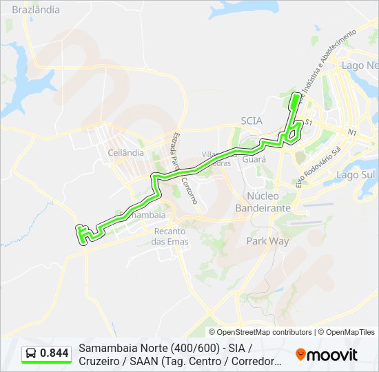 Mapa da linha 0.844 de ônibus