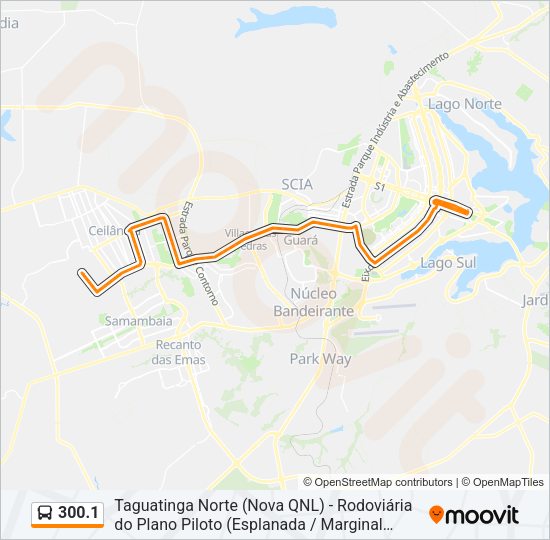 Mapa da linha 300.1 de ônibus