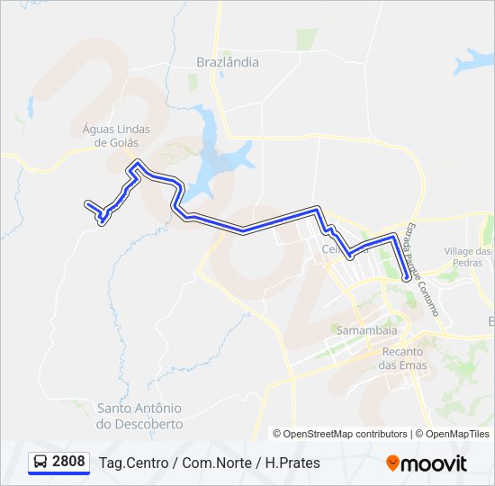 Mapa da linha 2808 de ônibus