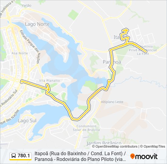 Mapa da linha 780.1 de ônibus