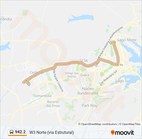 Mapa da linha 942.2 de ônibus