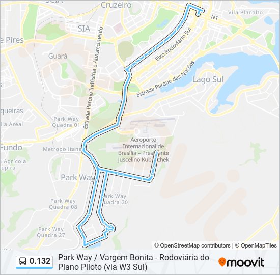 Mapa da linha 0.132 de ônibus
