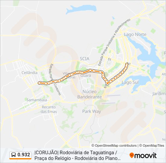 Mapa da linha 0.932 de ônibus