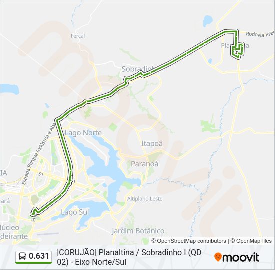 Mapa da linha 0.631 de ônibus