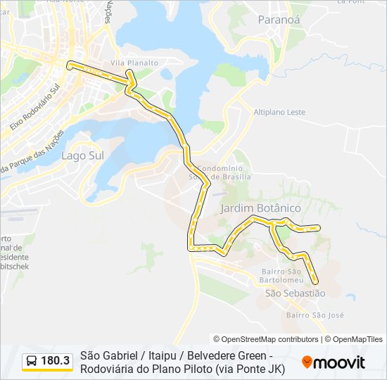 Mapa da linha 180.3 de ônibus