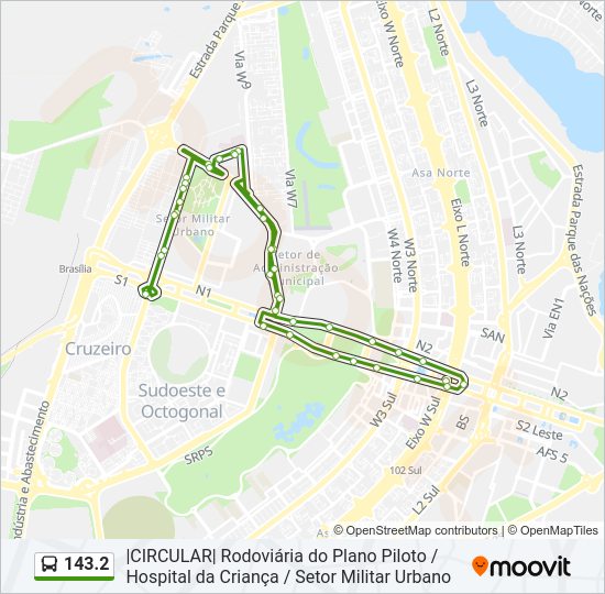 Mapa da linha 143.2 de ônibus