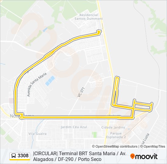 Mapa da linha 3308 de ônibus