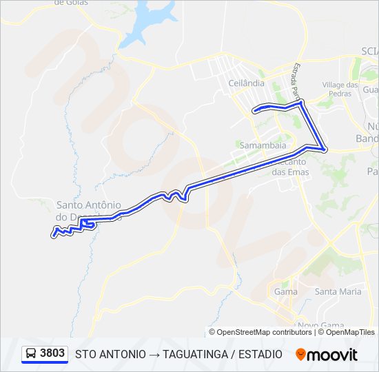 3803 Route: Schedules, Stops & Maps - Sto Antonio → Taguatinga / Estadio  (Updated)