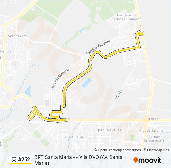 Mapa da linha A252 de ônibus