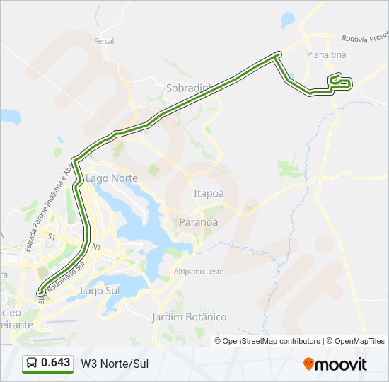 Mapa da linha 0.643 de ônibus