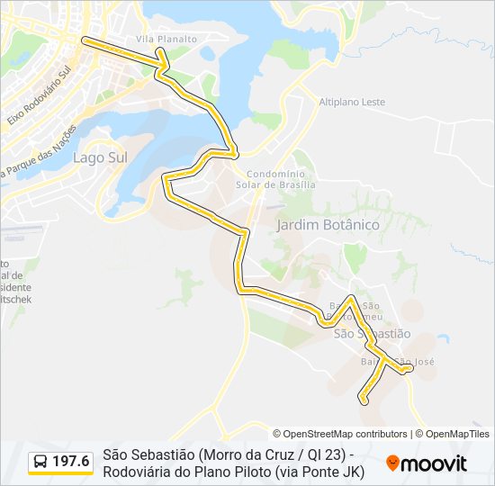 Mapa da linha 197.6 de ônibus