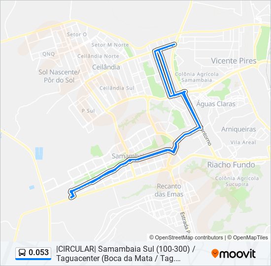 Mapa da linha 0.053 de ônibus