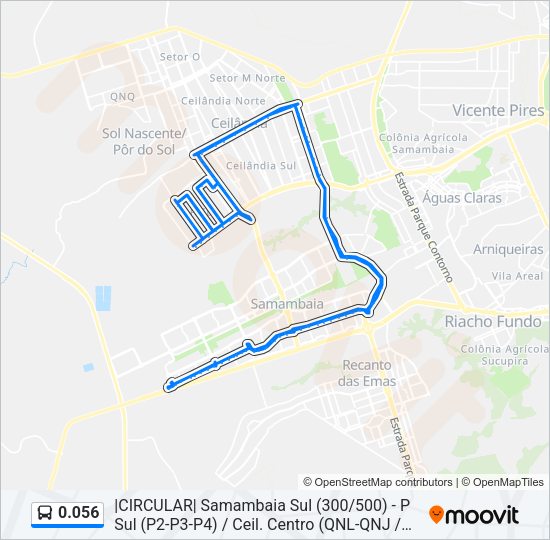Mapa da linha 0.056 de ônibus