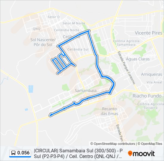 Mapa da linha 0.056 de ônibus