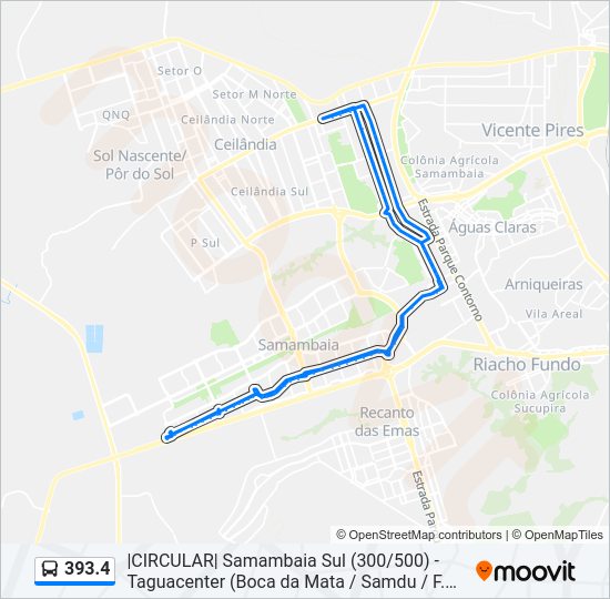 Mapa da linha 393.4 de ônibus