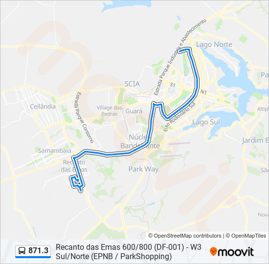 871.3 bus Line Map