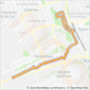 Rota da linha 0054: horários, paradas e mapas - Samambaia Sul 300