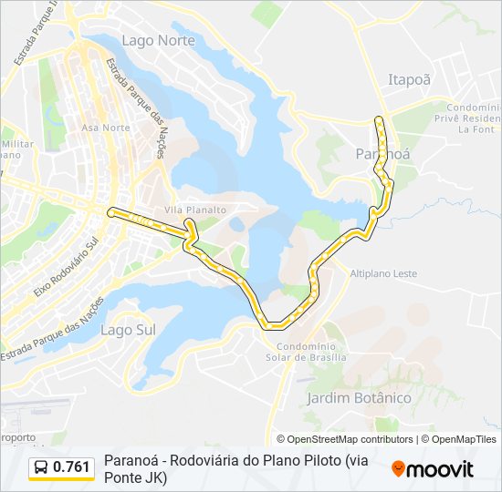 Mapa da linha 0.761 de ônibus