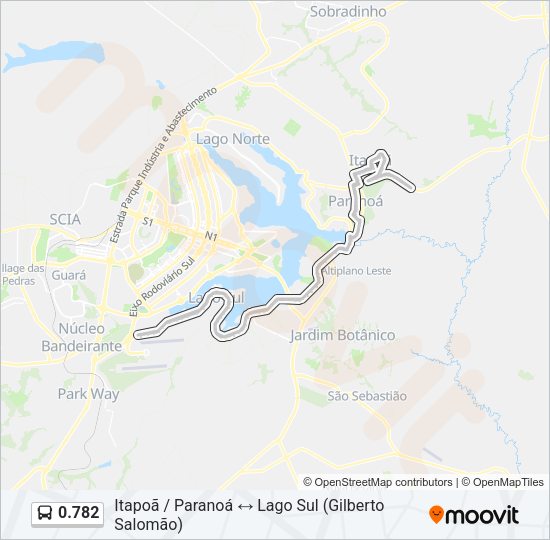 Mapa da linha 0.782 de ônibus