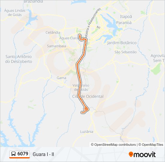 Mapa da linha 6079 de ônibus