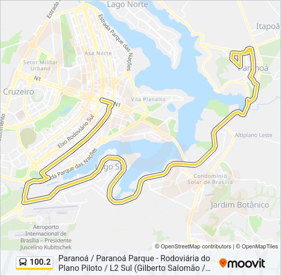 Mapa da linha 100.2 de ônibus