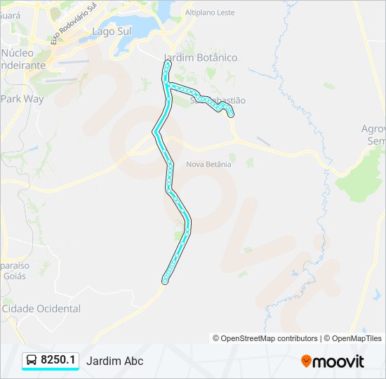 Mapa da linha 8250.1 de ônibus